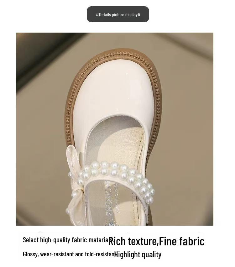 Туфли Мэри Джейн из белой кожи для девочек - Мягкая подошва, Круглый носок, Осенний стиль