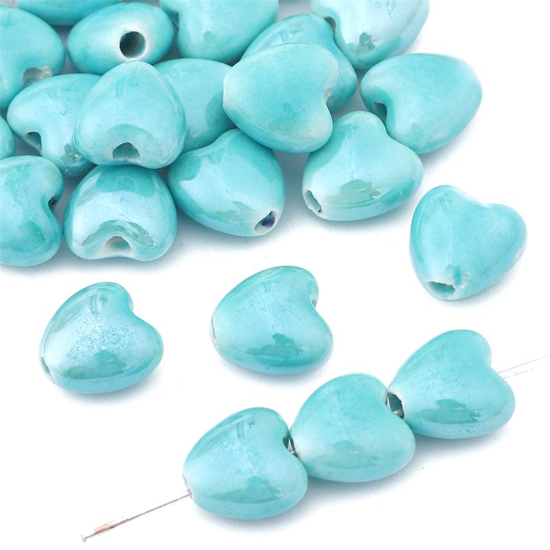 10 шт./пакет 10 мм, красочные керамические бусины ручной работы в форме сердца, фарфоровые бусины-разделители для браслетов, ожерелий, DIY ювелирных изделий, ремесленное изготовление