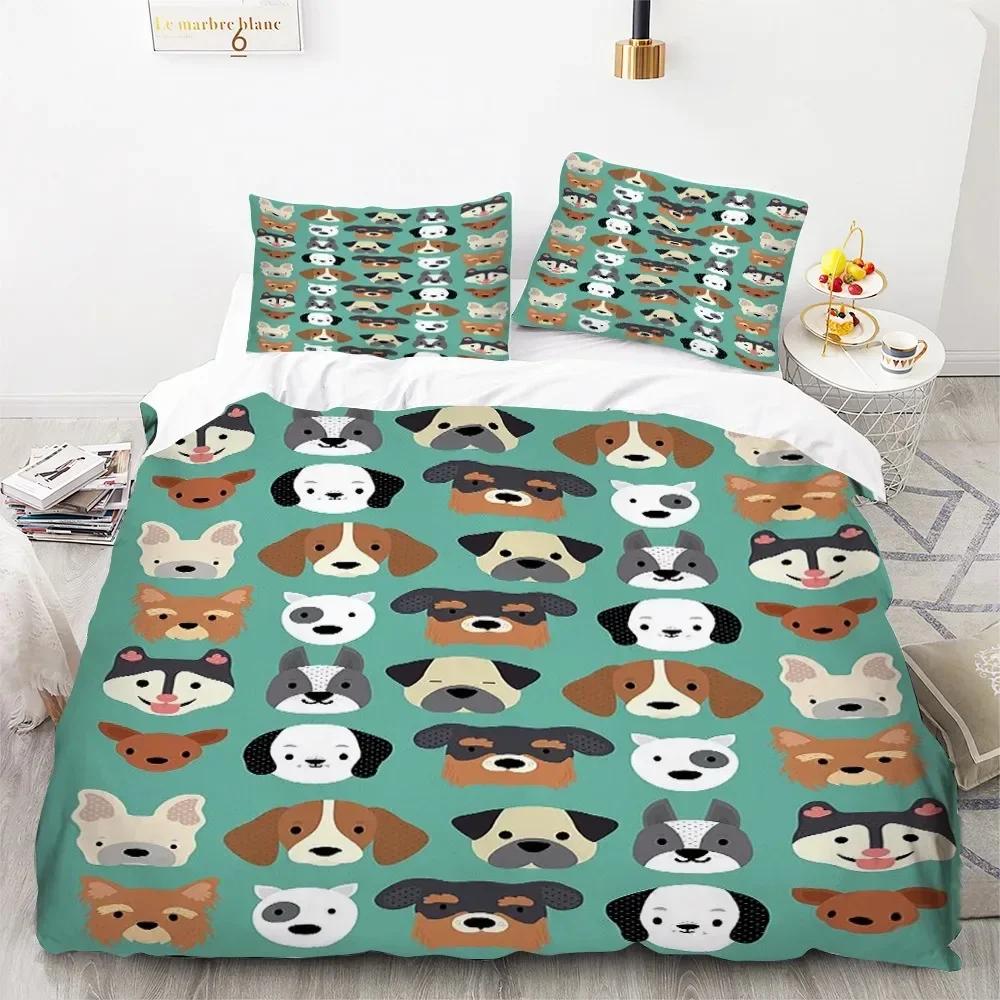 Cute Cartoon Dogs Animal 3D Duvet Cover Bedding Set Comforter Linen Pillowcases Quilt Cover Home Decor Single Double Twin