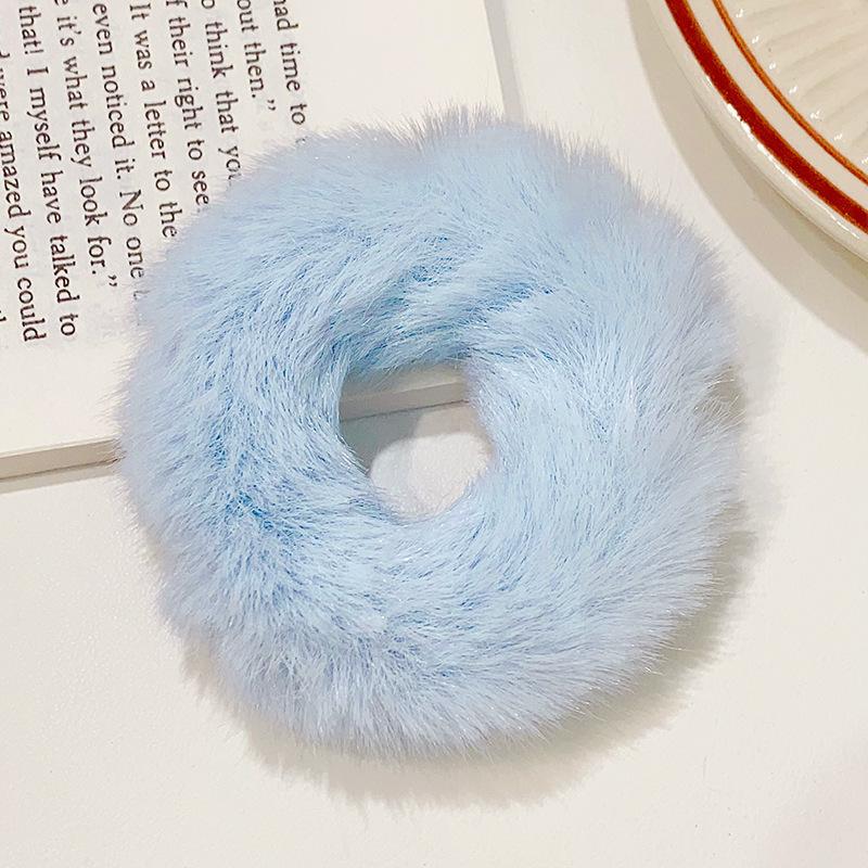 2 Pcs New Colorful Fluffy Hair Band for Women Girls Ponytail Holder Hair Tie Plush Scrunchie Rubber Band Fashion Hair Accessories
