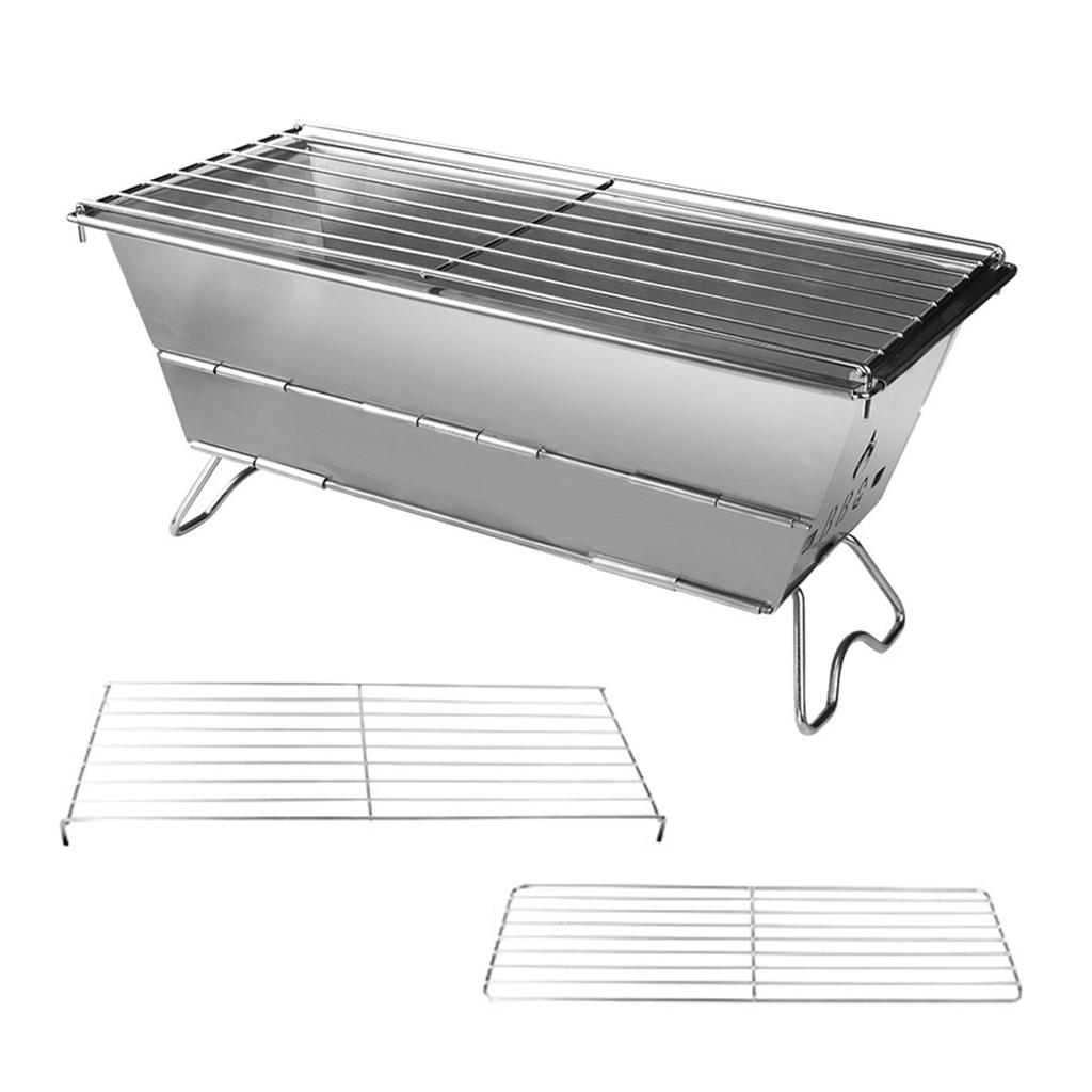 Портативный кемпинговый гриль-барбекю Раскладывается и используется без инструментов, складной, из нержавеющей стали, древесный уголь