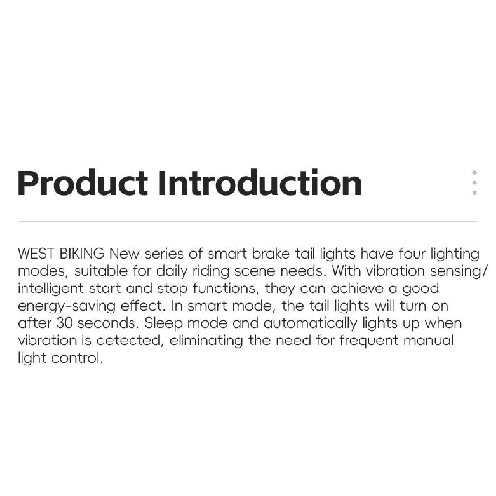 WEST BIKING Smart Brake Bike Tail Light Intelligent Type-C Charging Portable Safety Night Cycling Rear Light Bike Accessories