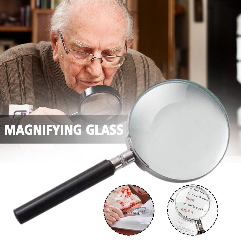 Portable 10X Handheld Magnifying Glass, Retro Handle Magnifier Eye Loupe Glass With Metal Handle High Magnification For Rea F3K7