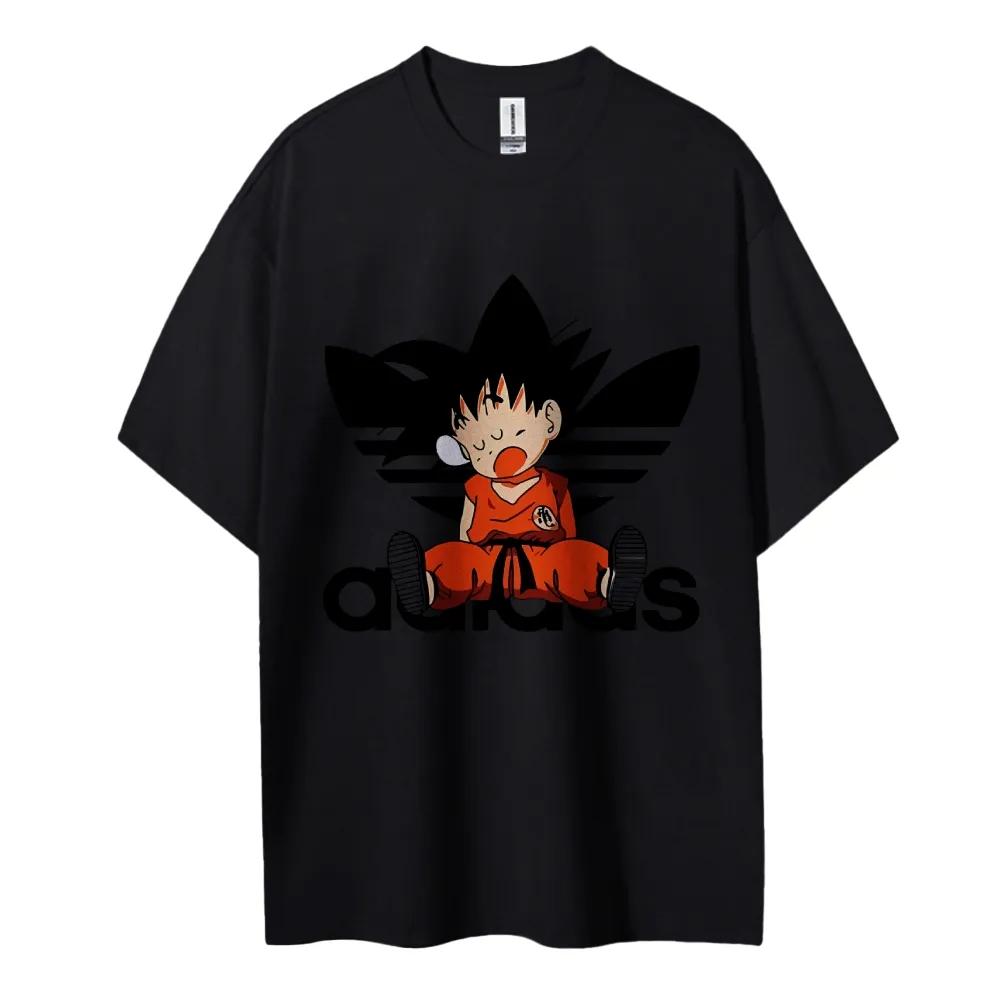 Dragon Ball Сон Гоку Короткий рукав Мужская и Женская одинаковая удобная короткая футболка для пар Повседневная короткая футболка Популярный топ