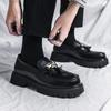Men's Shoes Autumn New Platform Big Head Leather Shoes Fashion Men's Casual Leather Shoes Men's Fringed Sleeve Loafers