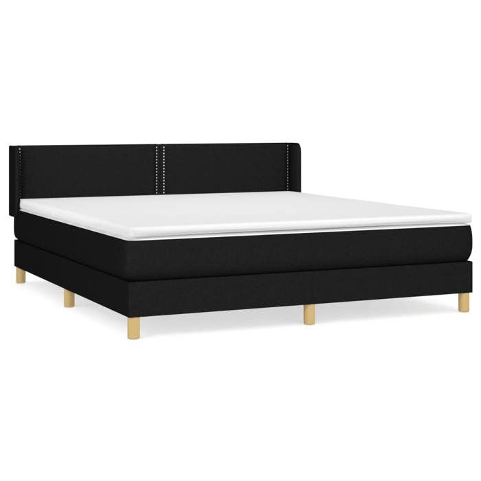 3130203 vidaXL Lit à sommier tapissier avec matelas Noir 160x200 cm Tissu