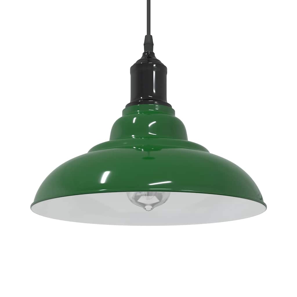 Adjustable Height Pendant Lamp E27 Green Glossy Ø 31 cm Metal