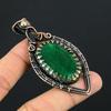 Lab-Created Emerald Gemstone Pure Copper Wire Wrapped Handmade Pendant Jewelry Gift