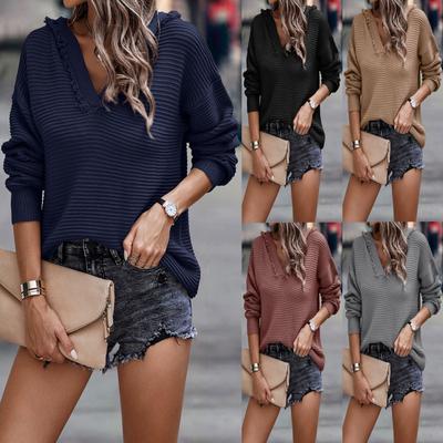 Трикотаж с длинным рукавом для женщин, зимняя сексуальная трикотажная туника в рубчик с v-образным вырезом, осенний свитер, пуловер, топы в рубчик, толстовка