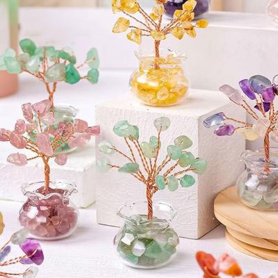 1 шт. Дерево из натуральных кристаллов Фэн-шуй Искусственный бонсай Новое денежное дерево