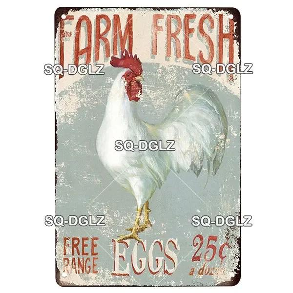 Chicken Zone Metal Sign Vintage Metal Plaque Plates Decor For Pub Bar Garden Wall Decor Tin Signs Fresh Eggs Poster