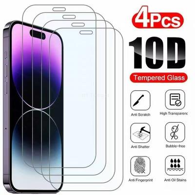 4 шт. Полное покрытие Закаленное стекло для iPhone 14 15 16 17 Pro Max 13 12 11 XS Max XR Защитная пленка для экрана