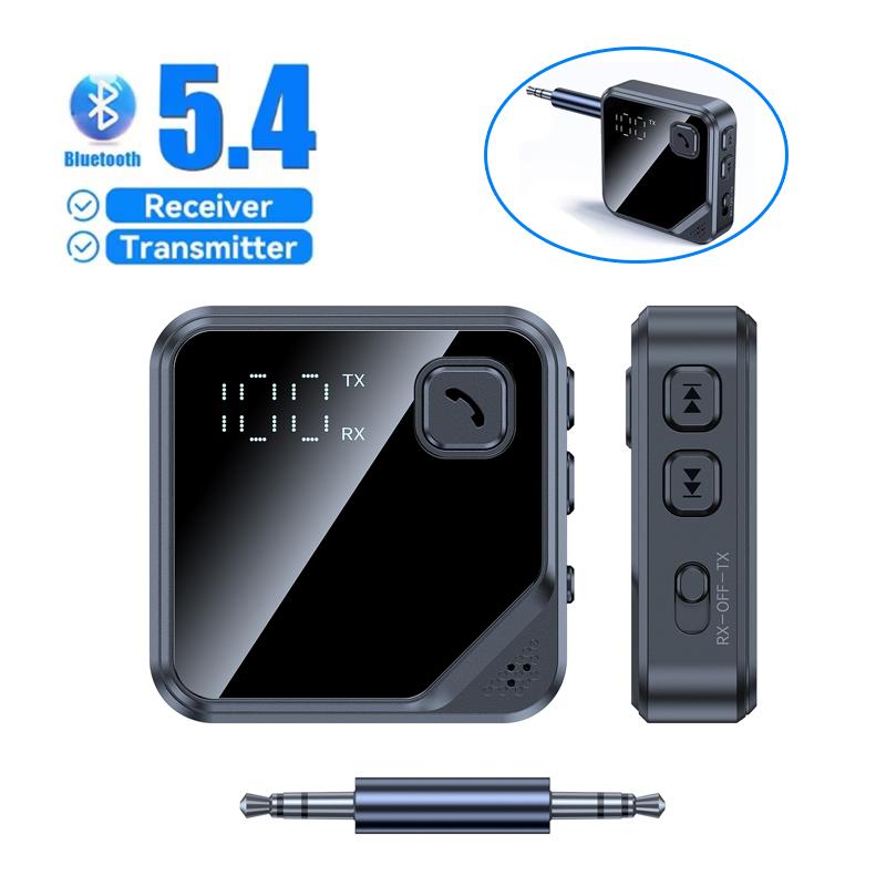 Bluetooth 5.4 Адаптер Передатчик Приемник Беспроводной Аудио с ЖК-дисплеем для Автомобиля Музыки Наушников Динамика AUX Аудиоадаптер