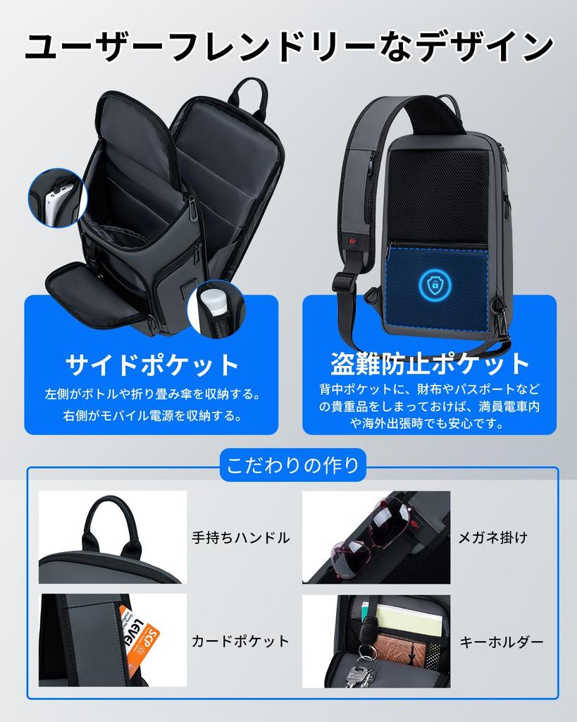 Сумка через плечо Body Shoulder Large Can Holder 11 дюймов с USB-портом, сумка через плечо для походов и походов на каждый день [FENRUIEN], сумка, вместимость, iPad, порт, сумка, мужская,