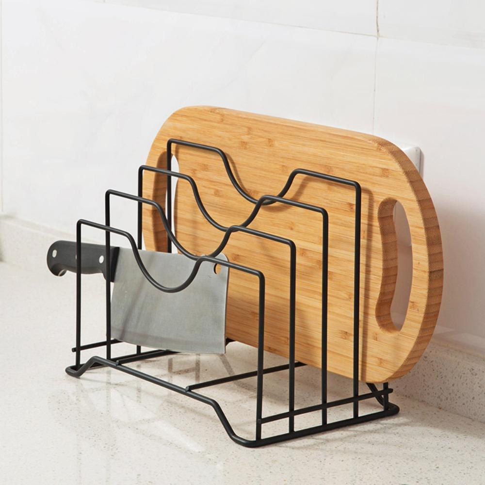 Hollow Design Pan Lid Organizer Multifunctional Cutting Board Holder Kitchen Storage Rack Cabinet