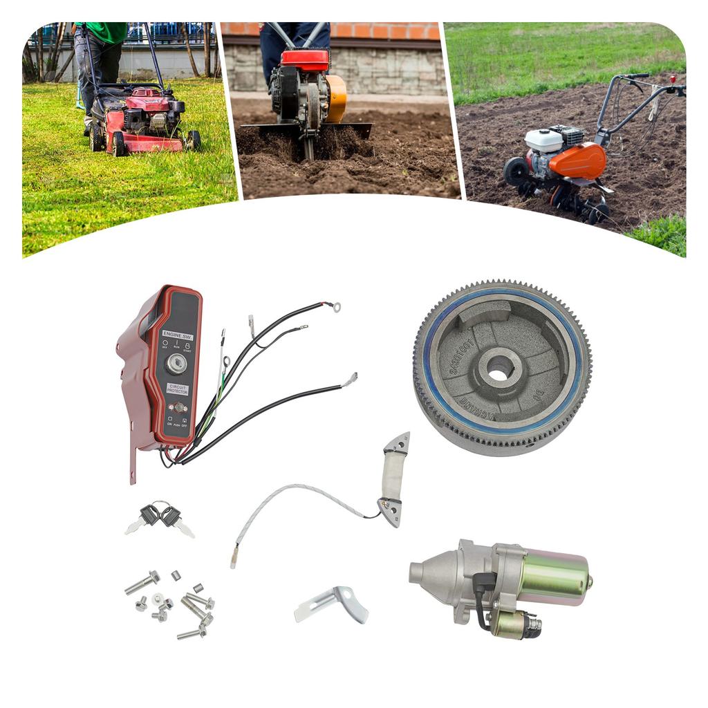Electric Start Kit Flywheel Starter Motor Set fit for HONDA GX340 11HP GX390 13HP 2011 and Earlier Engine Replaces 31100-ZE3-701 31210-ZE3-023