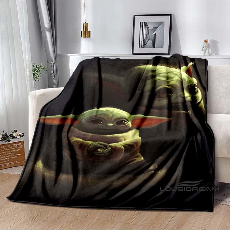 Kawaii Yoda flannel blanket is soft and warm, suitable for bedrooms, living rooms, bedside tables, travel, picnics, and other