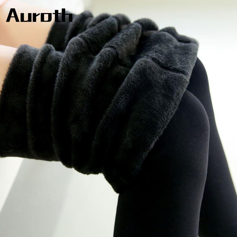 Auroth зимние женские бархатные теплые леггинсы, эластичные утепленные леггинсы с высокой талией, эластичные колготки