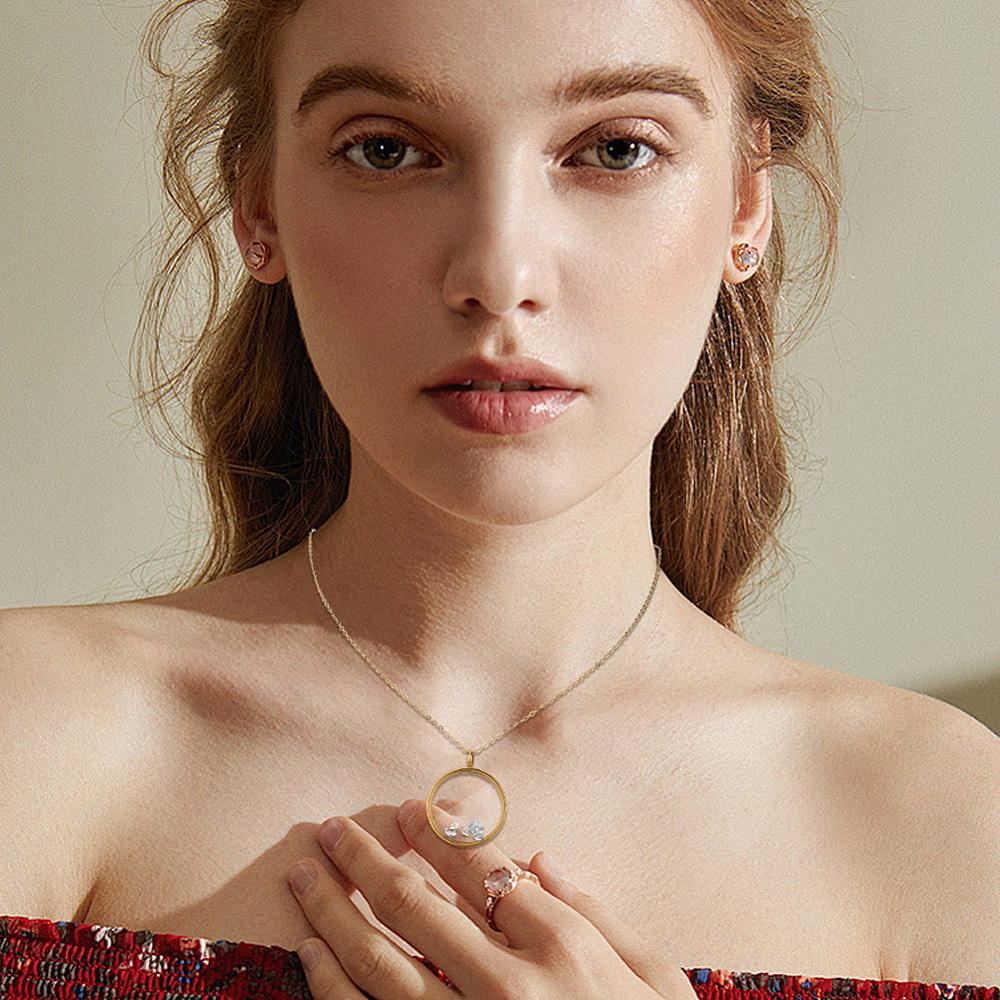 2Pcs Ion Plating(IP) 304 Stainless Stee Locket Pendants, with Glass, Flat Round Charm, Real 18K Gold Plated, 36x29x6mm, Hole: 5mm