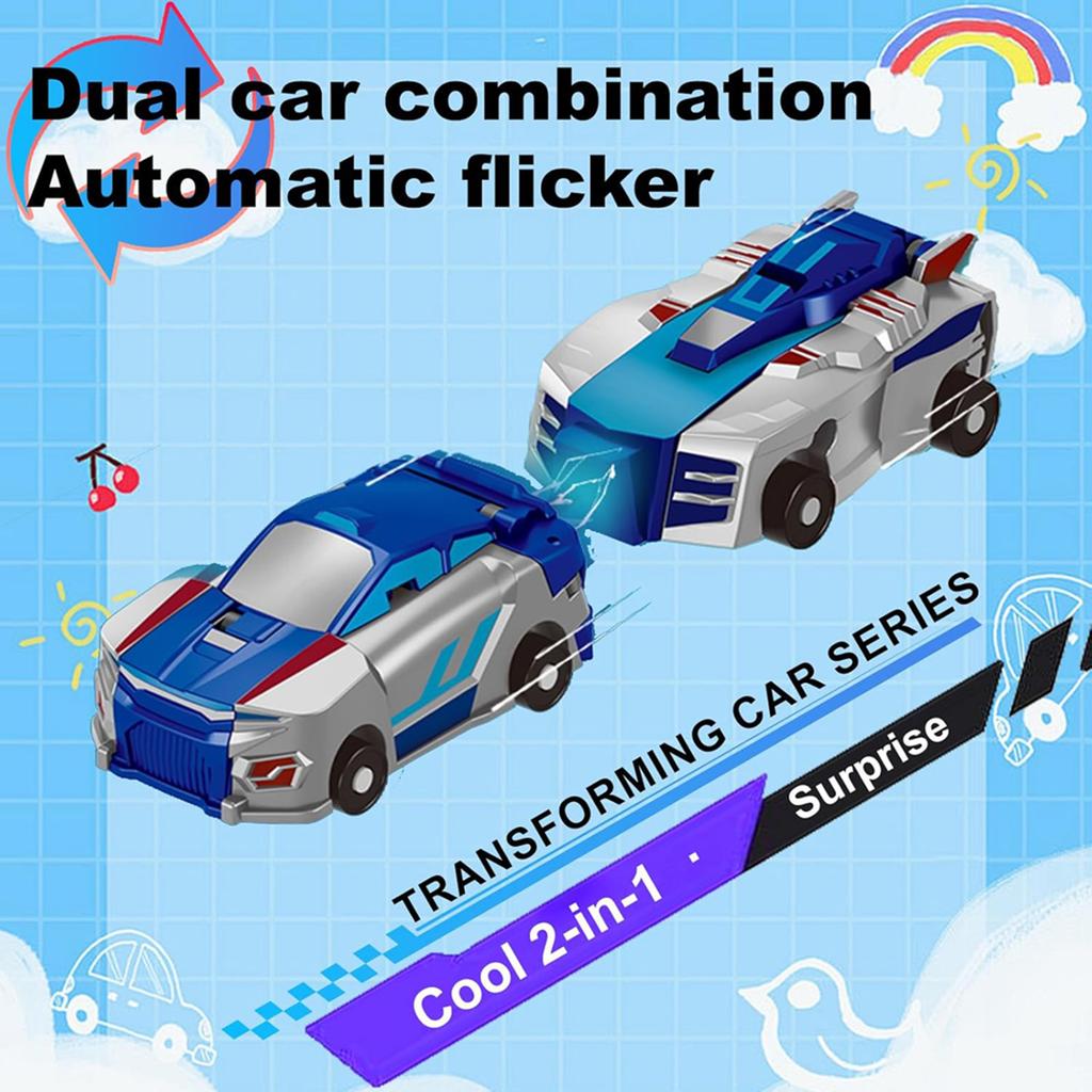 2-in-1 Collision Transforming Dinosaur Car Multi-Jointed Articulation Transforming Car Robot Toy for Kids Boys & Girls