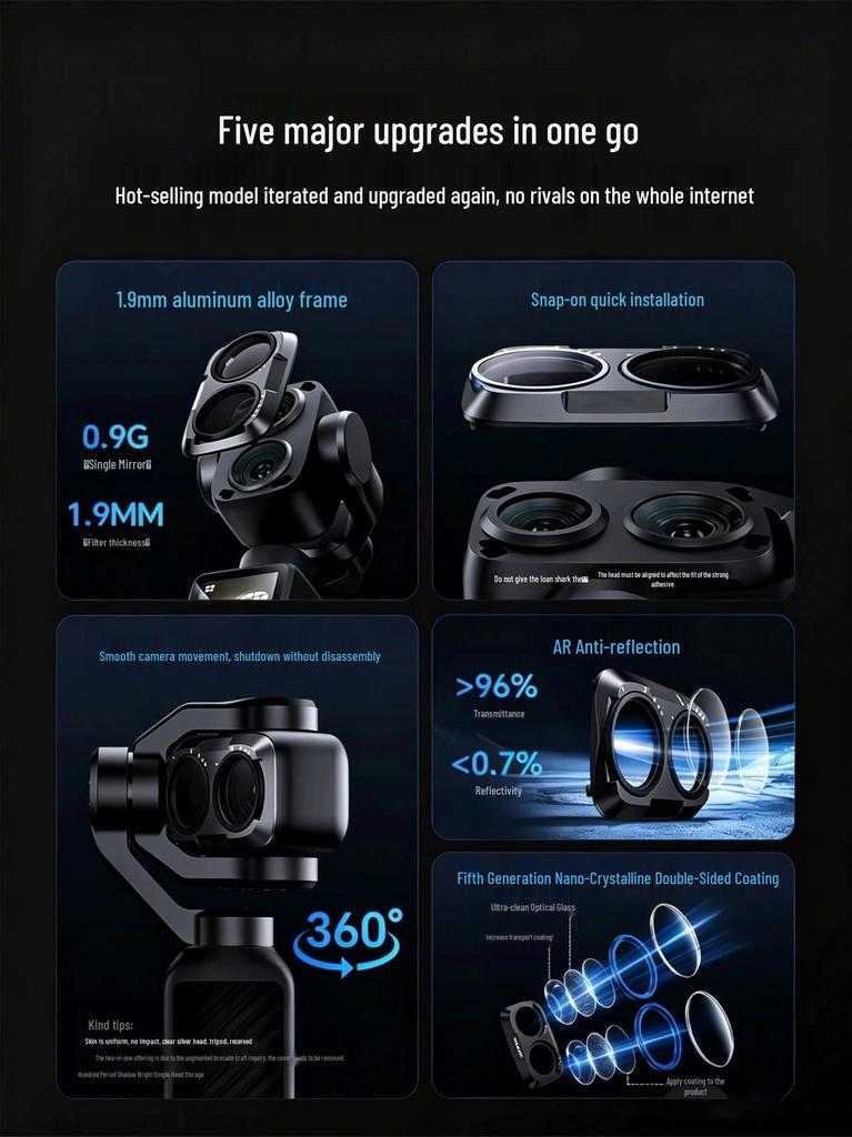 DJI Osmo Pocket 4/4 Pro UV Filter and Anti-Fog Lens Protector