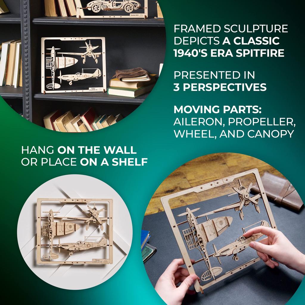 UGEARS Пазл «Истребитель» 70196 Деревянный кубик DIY Пазл-конструктор Деревянная модель 2.5D