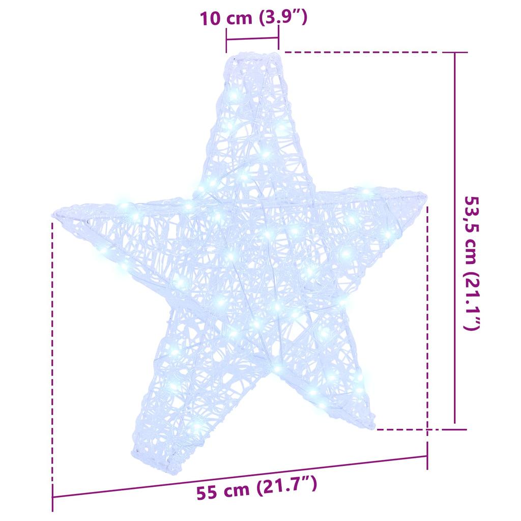 3D Star with 50 LEDs Cool White 55 x 53.5 x 10 cm Acrylic