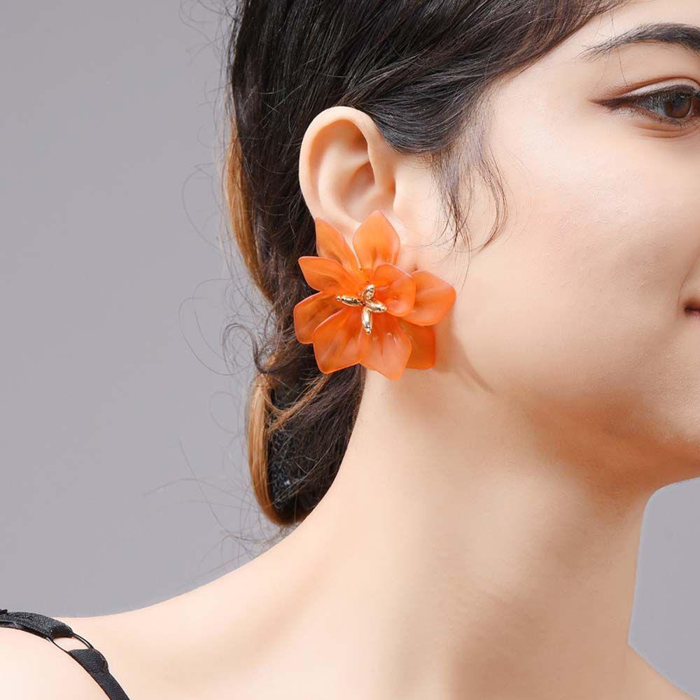 Women Girls Big Flower Shape Personality Petals Jewelry Accessories Studs Earrings Drop Earrings
