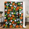 Various sports balls and equipment are arranged with fiery and dynamic accents. for all seasons blanket lunch break throw gift