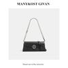Leather pleated chain underarm bag women's new fashion versatile trendy high sense messenger baguette bag women