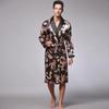 Yaoting Men's Long Sleeve Silk Pajamas and Robe Set, Ice Silk Fabric, WP032