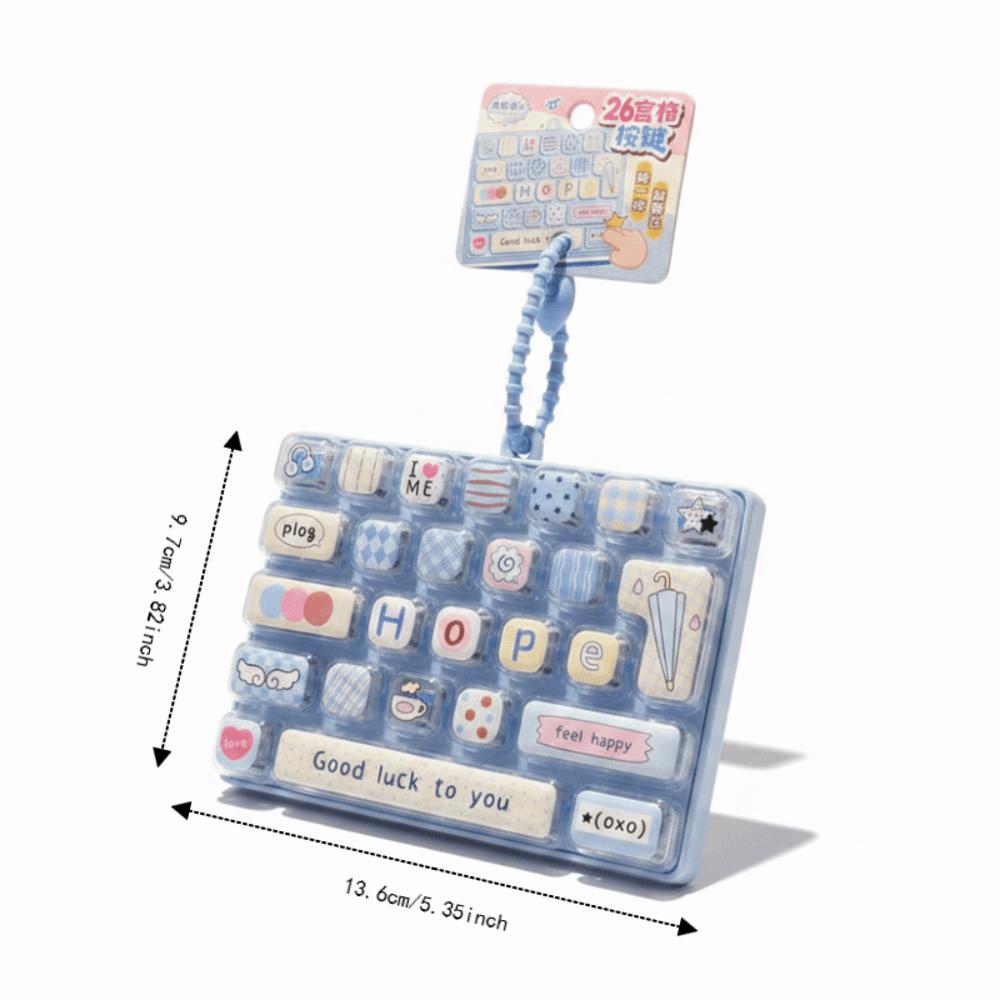 Colorful Fidget Keychain Toy Keycap Clicker Keyboard Keychain 26 Button Keychain Toy Holiday Gift
