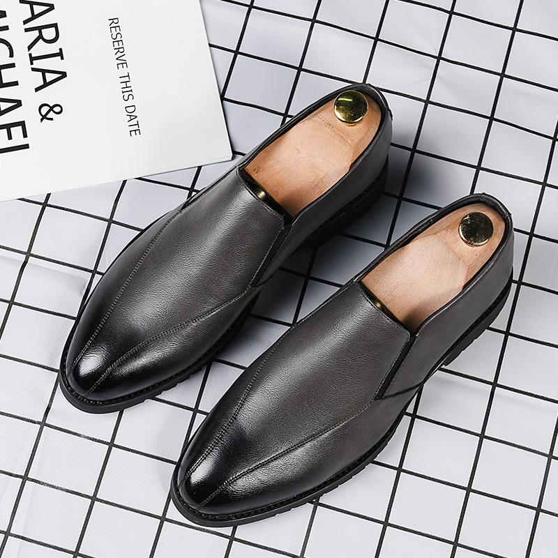 Fashion Spring New Versatile Black Men's Loafers Fashionable Men's Business Dress Shoes Lightweight Low Top Shoes Commuting Daily Shoes