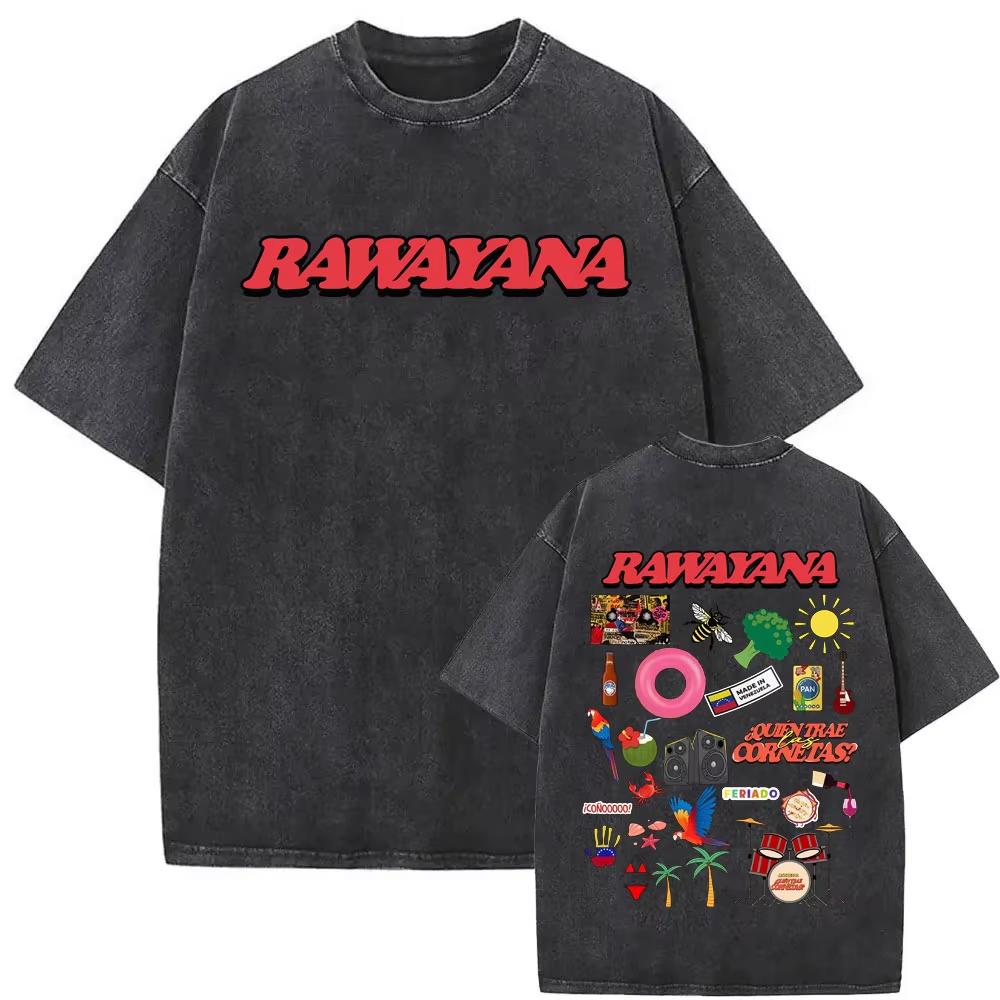 Rawayana ¿Donde Es El After? Album T-shirts Men Women Vintage Washed Oversized T-shirt Hip Hop Pop Music T Shirt Tops Streetwear