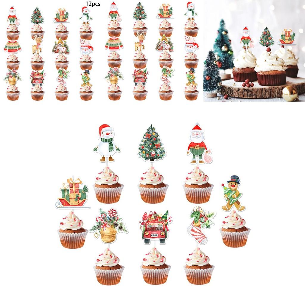 Флажки-топперы для торта «С Рождеством» из бумажного материала для праздничного декора выпечки