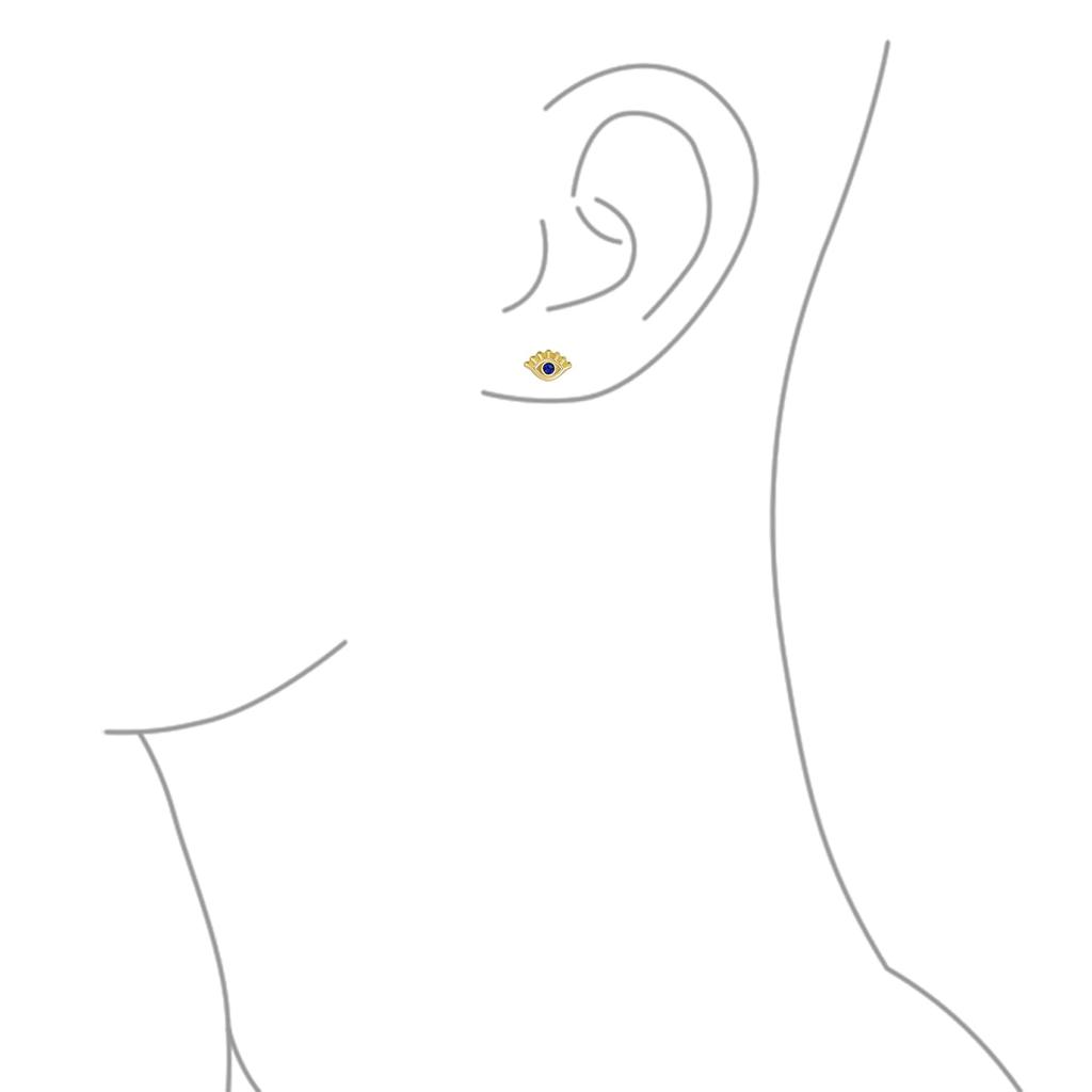 Унисекс маленькие желтые 10-каратного золота духовные синие CZ амулет для защиты ресниц серьги-гвоздики от сглаза хрящевые укусы для женщин подростков