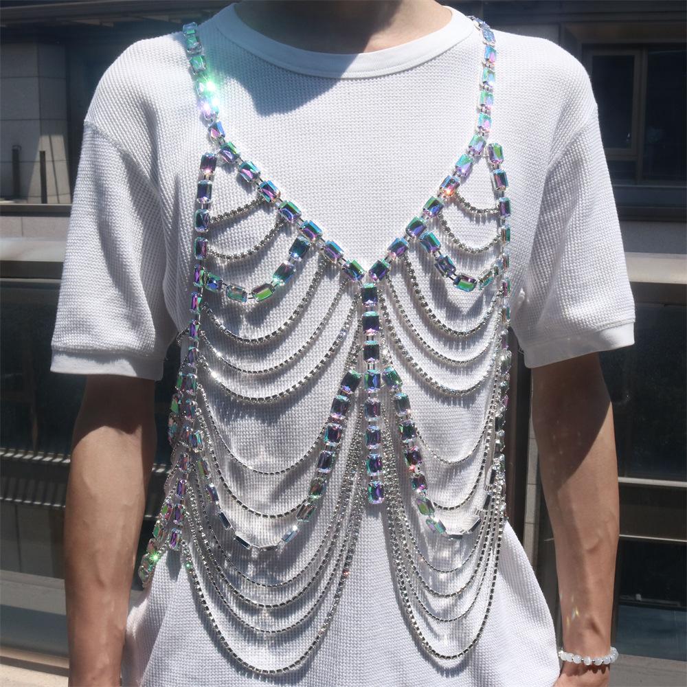 Rhinestone Bikini Breast Chain, Fashionable Multi-Layer Crystal Bra Chain, Sexy Rhinestone Body Chain Accessories For Women