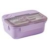 Ланч-бокс с 3 отделениями 1250 мл, фиолетовый, противопротекающий, PS PP, силиконовый, пригодный для микроволновой печи, Bento, для