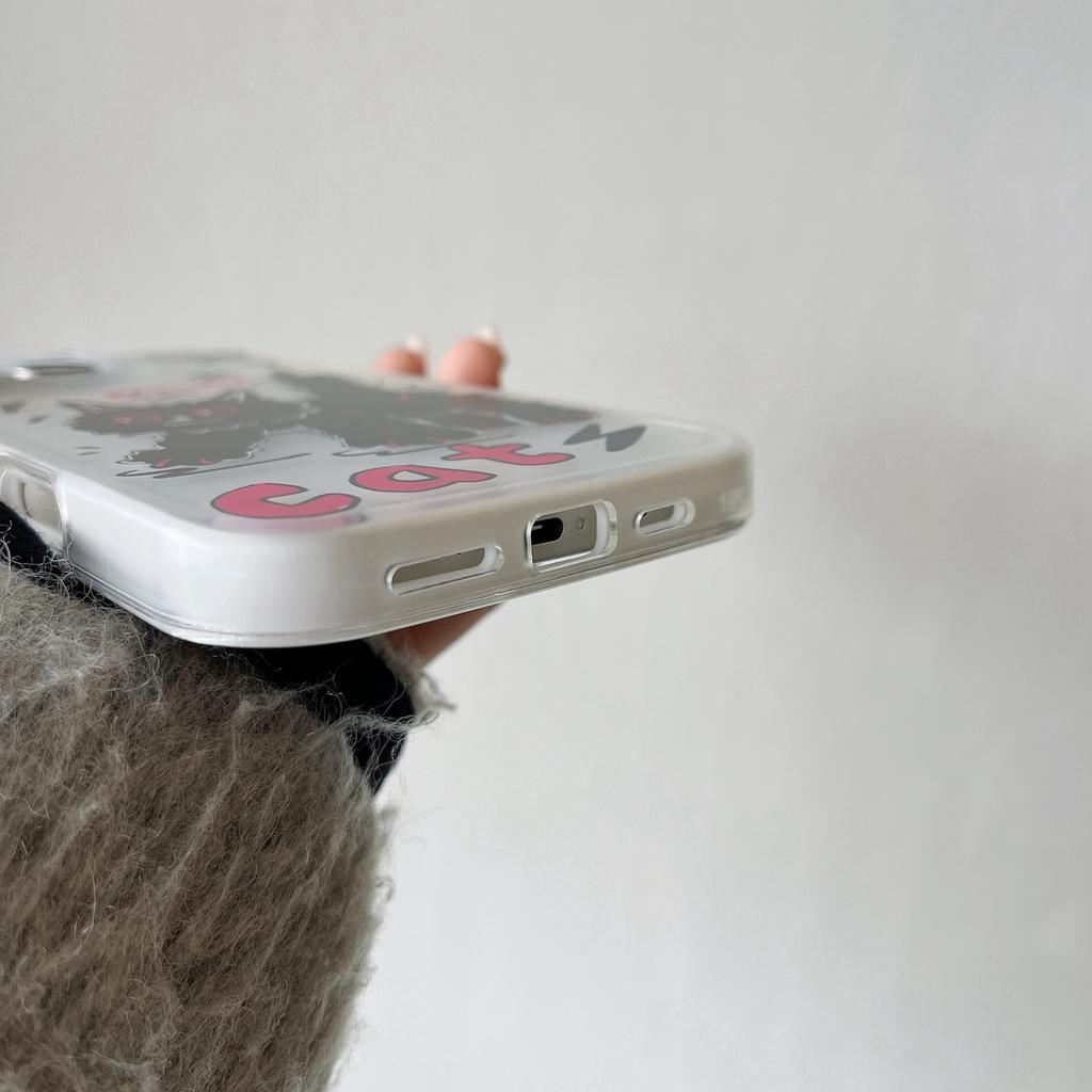 For iPhone 16 Pro Case IMD Cartoon Cat Design TPU Shockproof Phone Cover