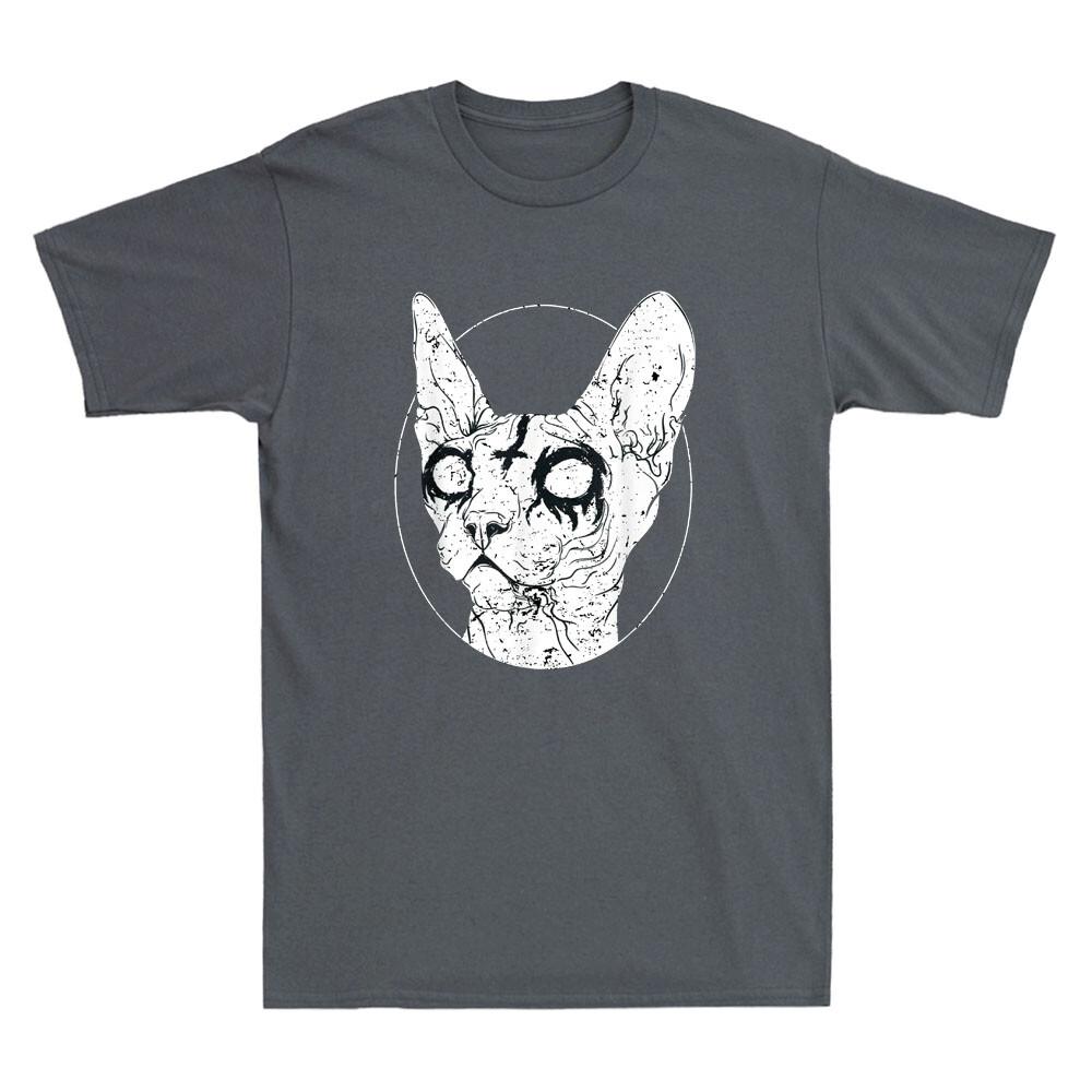 Black Metal Sphynx Cat I Goth and Death Metal Music Lover Vintage Unisexs TShirt