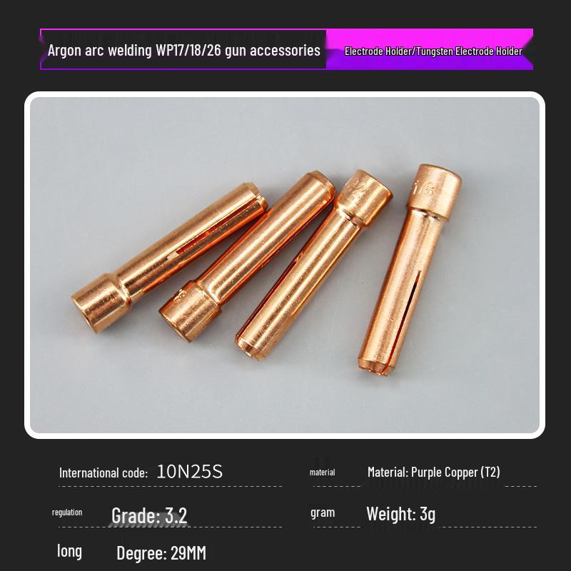 WP17/18/26 Горелка для аргонодуговой сварки Держатель вольфрамового электрода - Высокая проводимость, Утолщенная фиолетовая медь с термостойкостью.