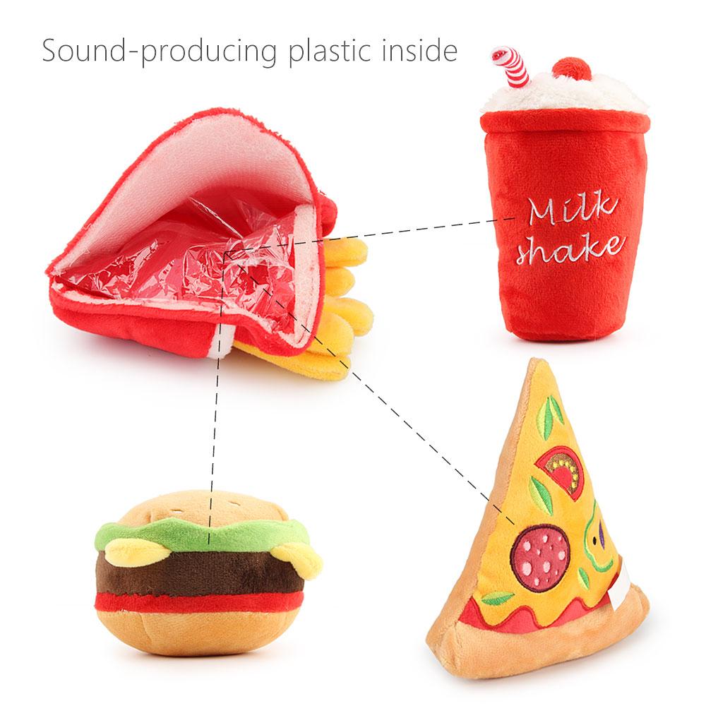 Fries Burger Shape Small Dog Toy Pizza Puppy Sound Pet Toy Dogs Chew Squeak Toys 1
