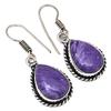 Cheroite Gemstone Handmade Gift For Her 925 Silver Jewelry Earrings 1.5''