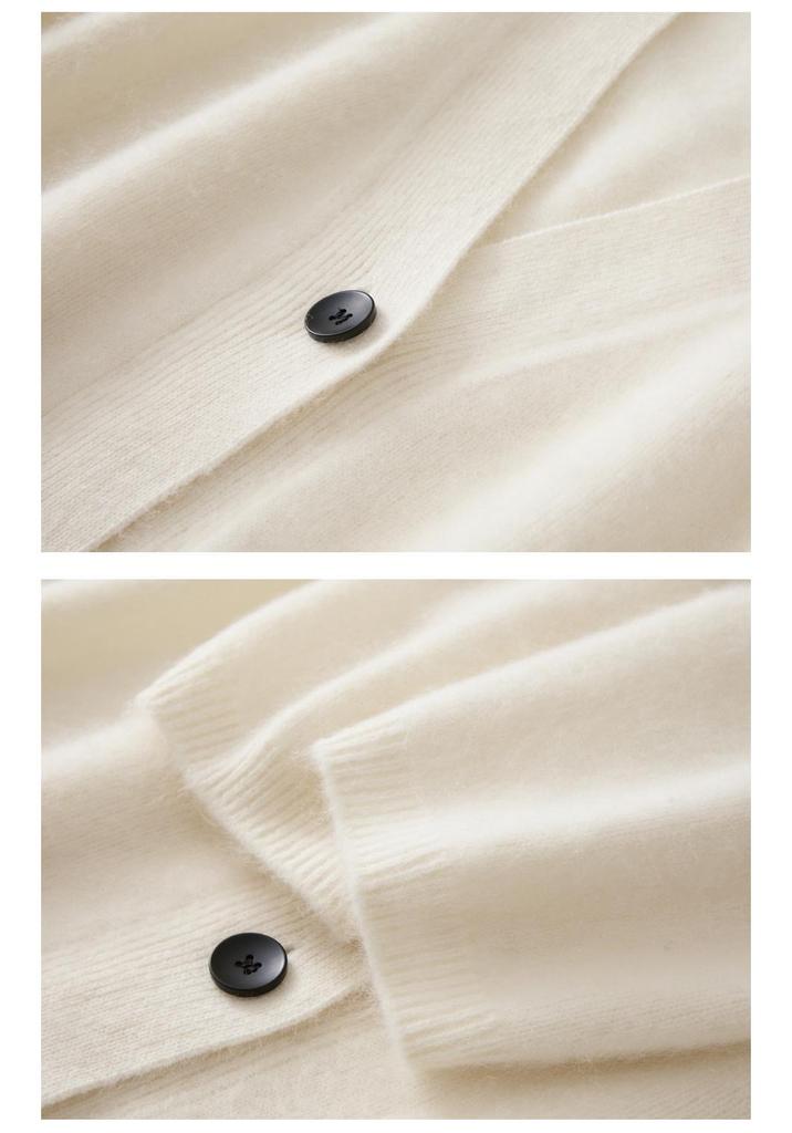 V-neck Women's Cashmere Cardigan - Autumn/Winter 2025, Loose Fit, Korean Style Wool Knitwear