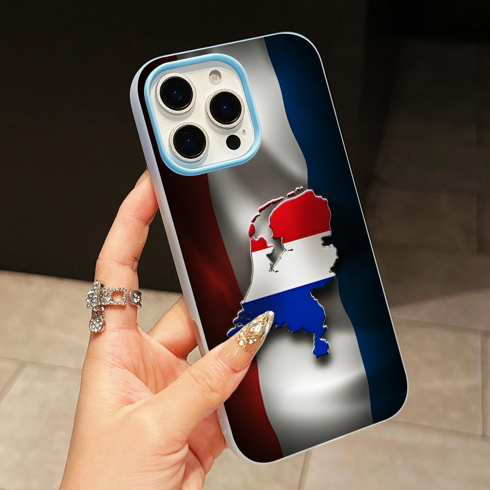 Netherland Dutch Flag Jelly Double layer Light Blue Mobile Phone Case for iPhone 17 16 15 14 13 12 11 Air Pro Max Plus