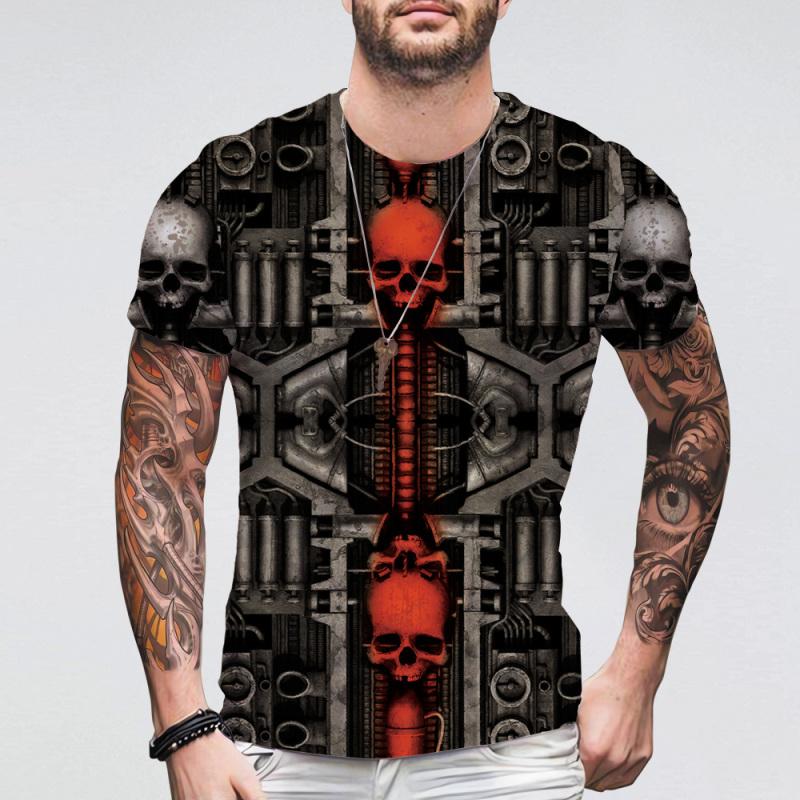 Джинсовая куртка с 3D-принтом, футболки для мужчин, свободная одежда с коротким рукавом, кожаная печать, круглый вырез, винтажная летняя байкерская куртка