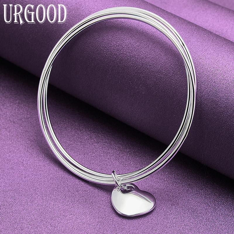 Браслет в форме сердца из стерлингового серебра 925 пробы с тремя кольцами, модные ювелирные изделия