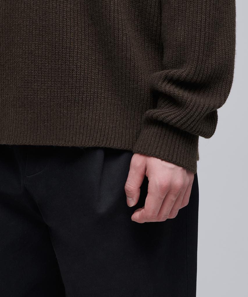 MUSINSA STANDARD Relaxed Ribbed Half Zip Knit [Brown]