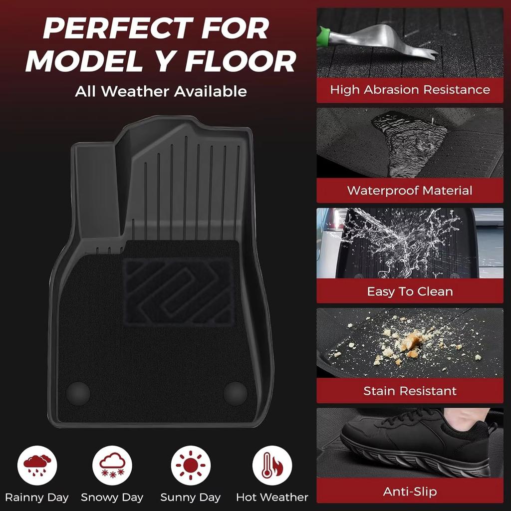 Car Trunk Mat For Tesla Model Y 2020 2021 2022 2023 2024 TPE Floor Mats & Cargo Liner All Weather Trunk Mats Floor Liner Mat