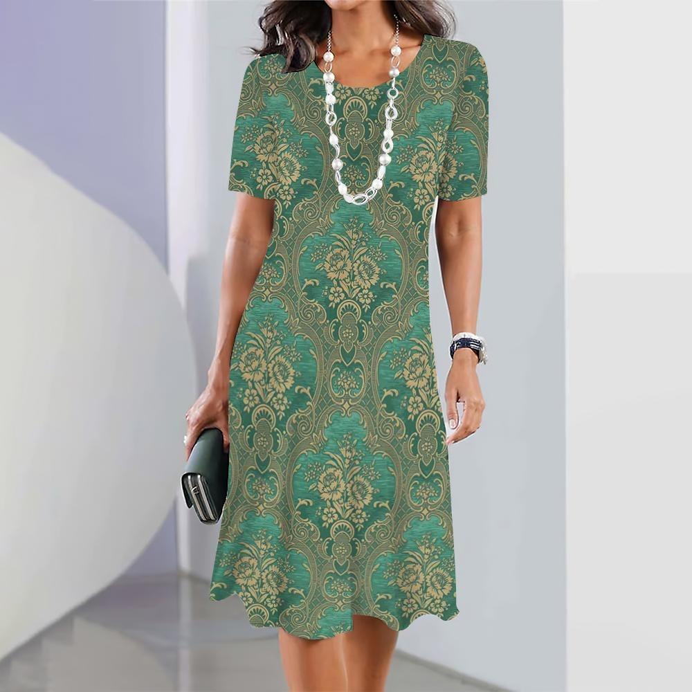 Новое женское платье с этническим принтом, элегантное и красивое, летнее платье миди больших размеров для женщин